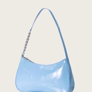 Light Blue Patent Shoulder Bag